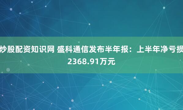 炒股配资知识网 盛科通信发布半年报：上半年净亏损2368.91万元